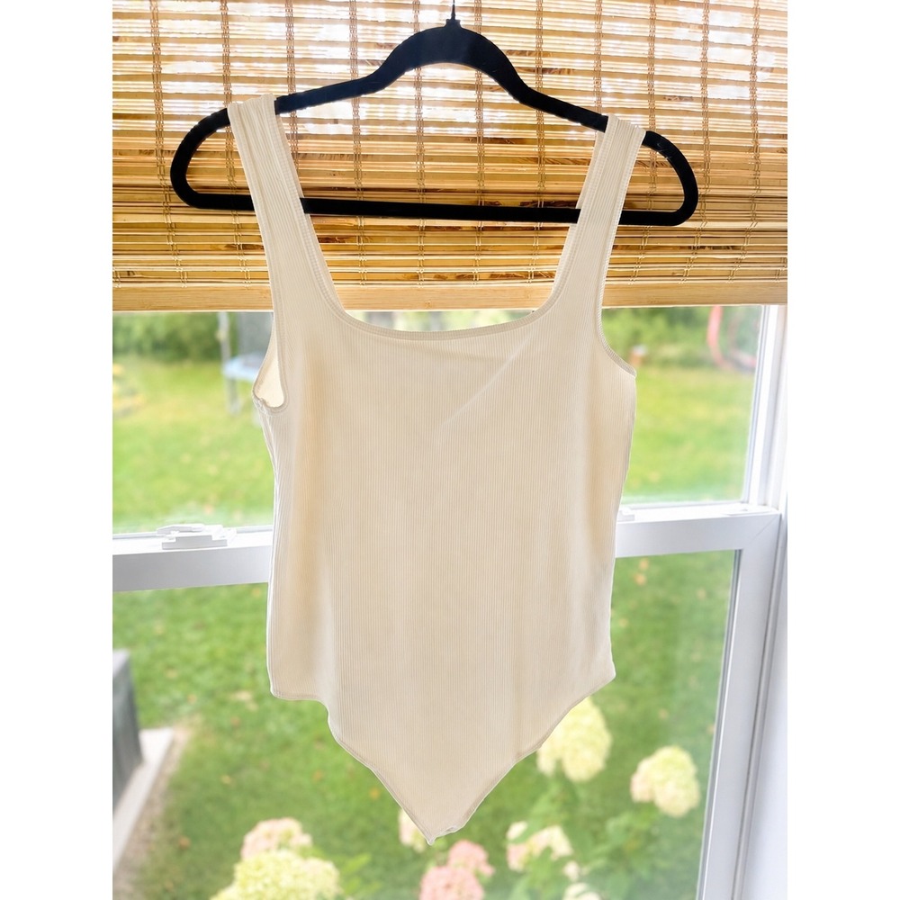 Abercrombie & Fitch White Soft A&F Ribbed Bodysuit Tank — Size L